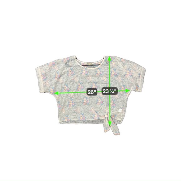 Democracy Womens Floral Lace Tie-Front Detail Semi-Sheer Blouse Size L Boho Chic - Picture 9 of 10